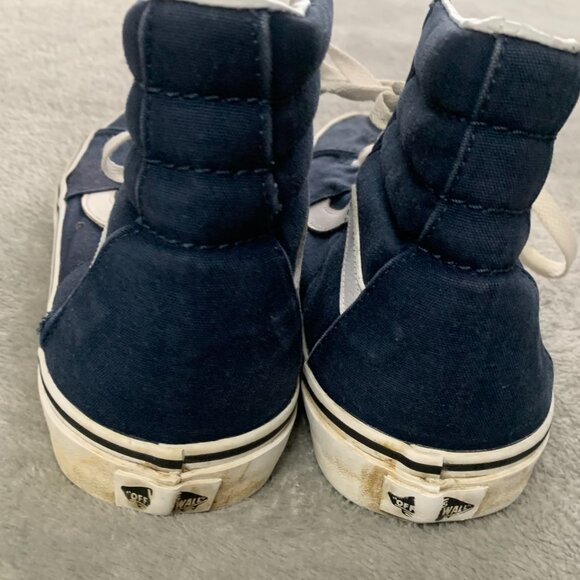 Navy Blue and White Hi-Top Vans. Size 9 Men. - Picture 4 of 8